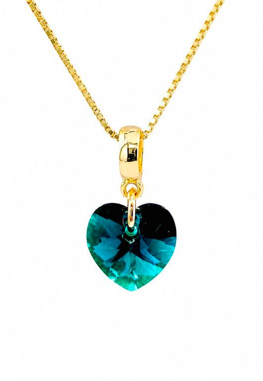 Collar Romance Gold 24K creado con cristales de Swarovski Emerald Verde TALLA UNICA