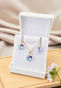 Conjunto Romance Gold 24K creado con cristales de Swarovski Vitral Light Violeta TALLA UNICA