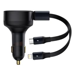Cargador Rapido para Auto 2 en 1 USB C y Lightning 30W Negro