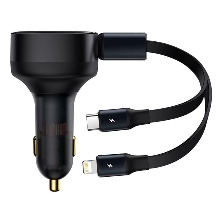 Cargador Rapido para Auto 2 en 1 USB C y Lightning 30W Negro