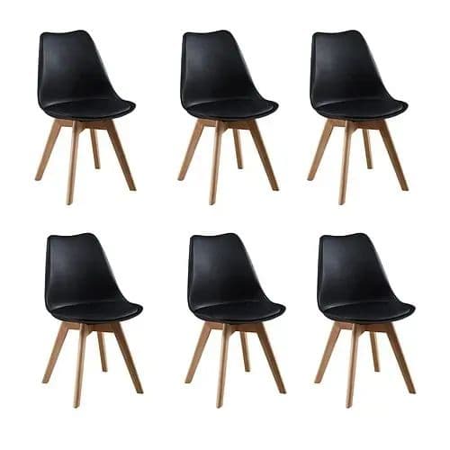 Pack 6 Sillas Tulip Acolchadas Negro