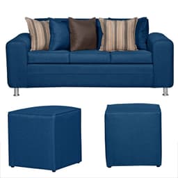 SOFA LEGEND 3 CUERPOS Y DOS POUF AZUL