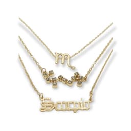 Collares multicapa 3 en 1 zodiaco Escorpio banado oro 14kl Dorado TALLA UNICA