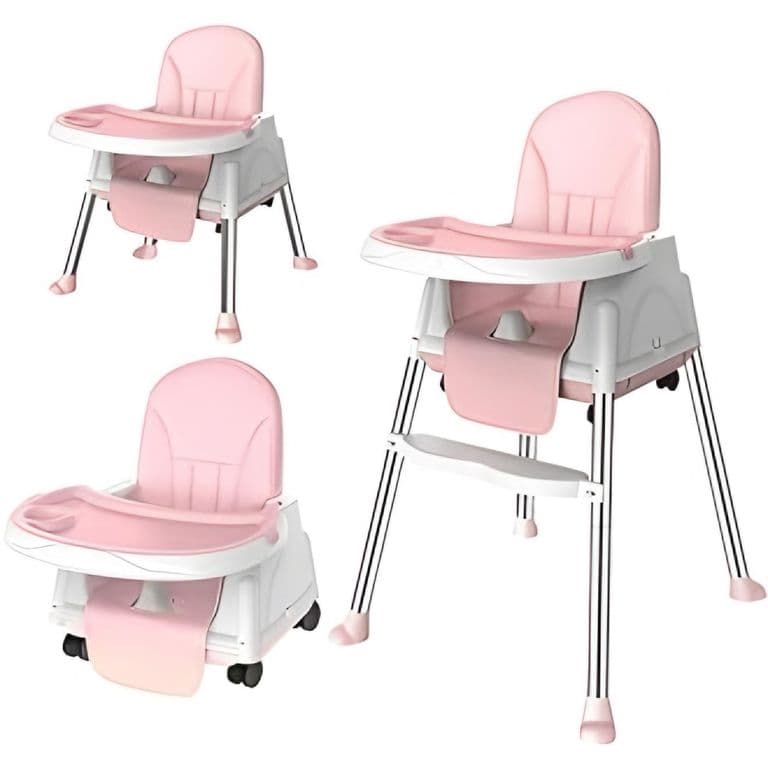 Silla De Comer Para Bebes Rosada Ajustable 3 en 1