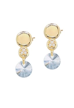 Aros Punto De Luz Gold 24K creado con cristales de Swarovski Blue Shade Celeste TALLA UNICA