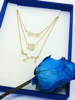 Collares multicapa 3 en 1 zodiaco Virgo horoscopo Dorado TALLA UNICA