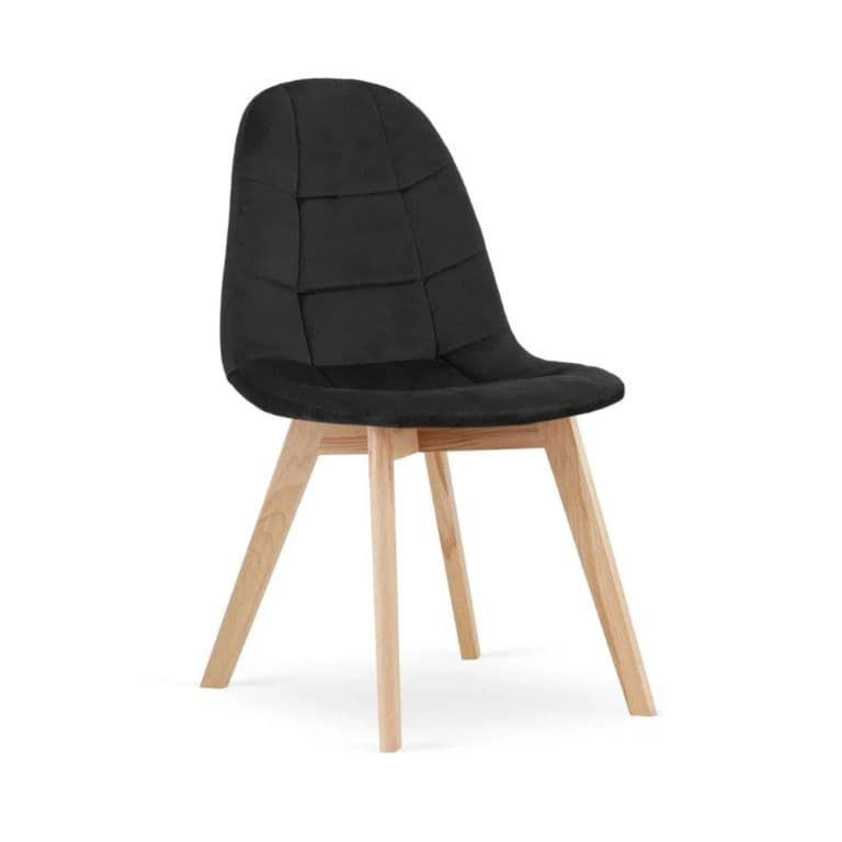 Silla Comedor Felpa Capitone - Negro