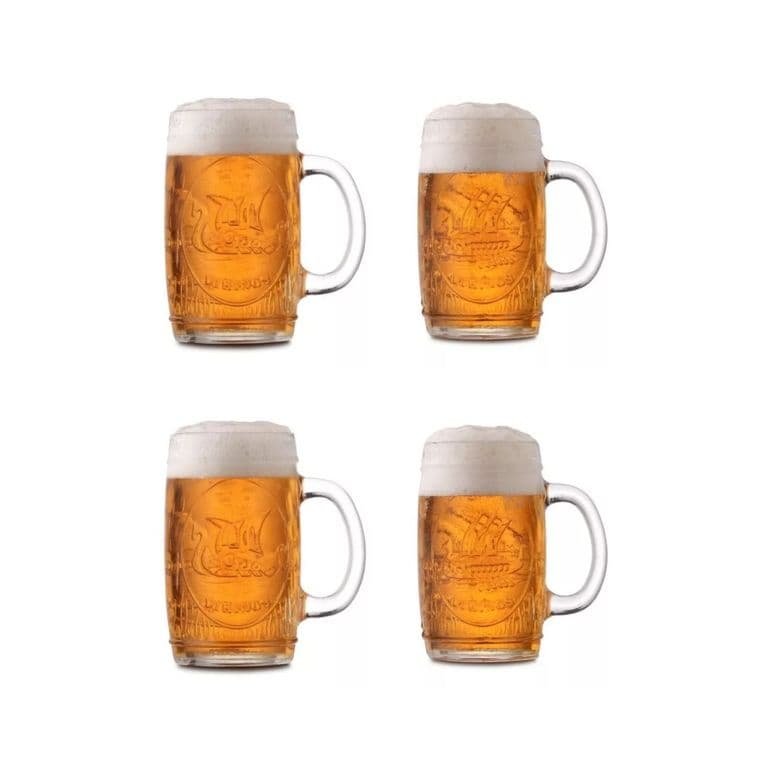 Set 4 Vasos Choperos Cervecero Bonn Vidrio 400 ML - Blanco