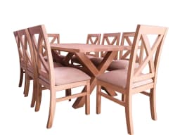 Comedor8 Sillas Cruz Tapiz Beige