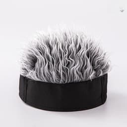 Gorra con Peluca De Pelo Falso Gris Tematico Gris TALLA UNICA