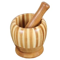 Mortero De Bambu Molinillo Manual Especias Ajo