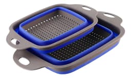 Pack 2 Coladores Escurridor Rectangular Cocina Azul - Azul