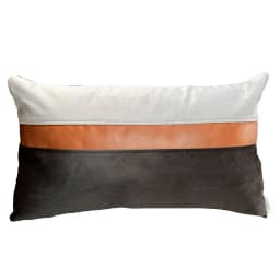 Cojin Decorativo diseno Negro Gris Ecocuero 50X30 Relleno