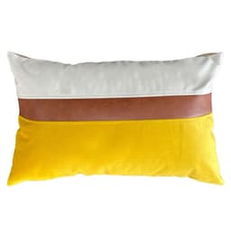 Funda Cojin Decorativo diseno Amarillo Blanco Ecocuero 50X30