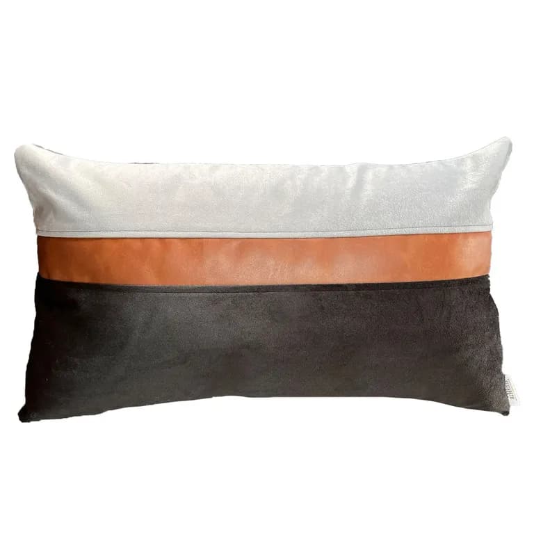 Funda Cojin Decorativo diseno Negro Gris Ecocuero 60X40