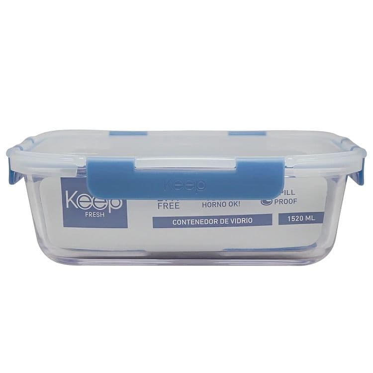 HERMETICO RECTANGULAR 1520ML GLASS AZUL