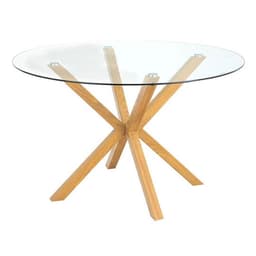 Mesa Redonda Equiz 120cm - Base X - Vidrio Templado Blanco EQUIZ120
