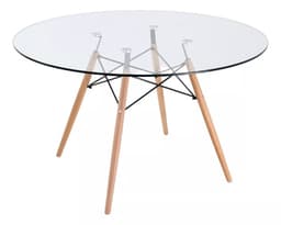Mesa Eames Redonda de Vidrio 100cm