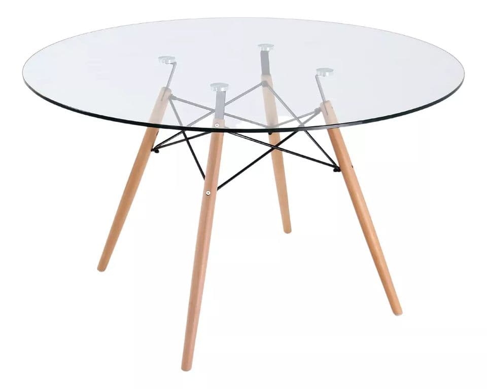 Mesa Eames Redonda de Vidrio 100cm