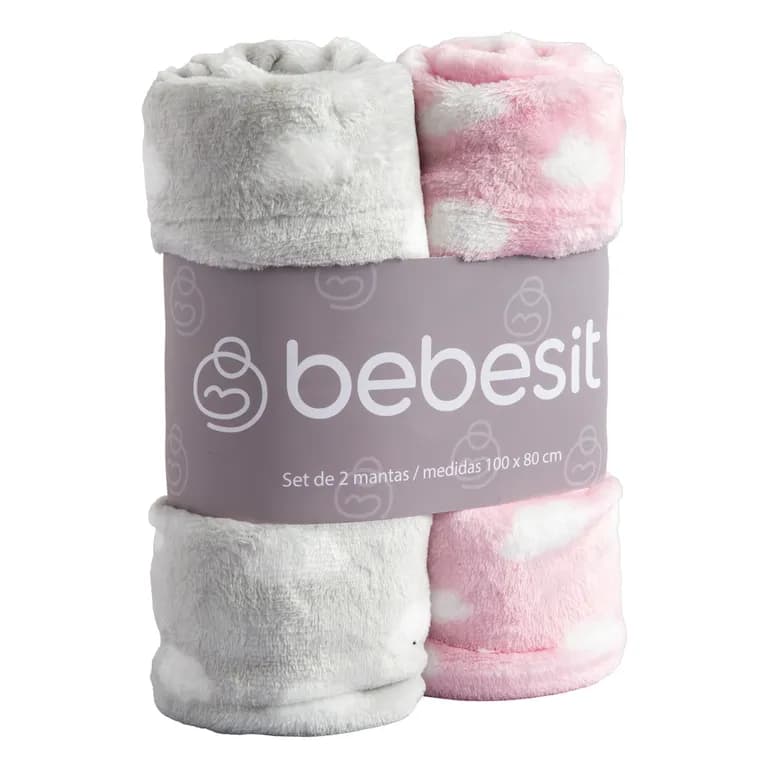 Pack 2 Mantas Bebe Hipoalergenica 100*80 cm Rosa