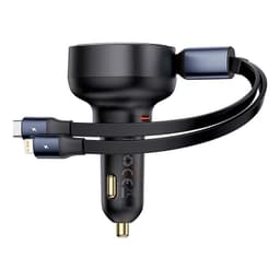 Cargador de Auto Cable Tipo C y Lightning 60W Negro