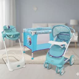 Juguete para Muneca Coche, Cuna y Silla de Comer Frozen