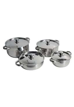 Juego Bateria 8 Piezas Olla Cocina Acero inoxidable - Plateado.