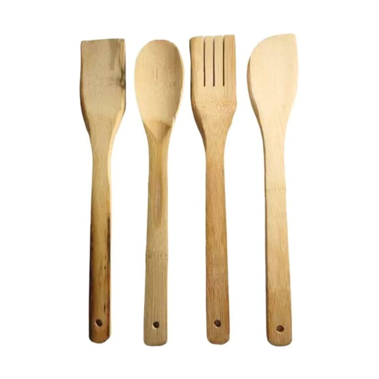 Set Utensilios 4 Piezas Bambu Cocina Antiadherente - Cafe