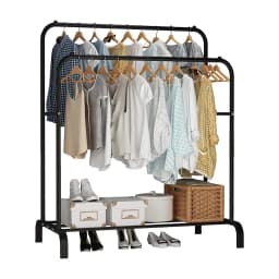 Perchero Doble Organizador de Ropa Resistente Hasta 35 Kilos Negro