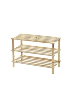 Zapatero Organizador De Madera Con 3 Niveles Cafe Claro Rectangular