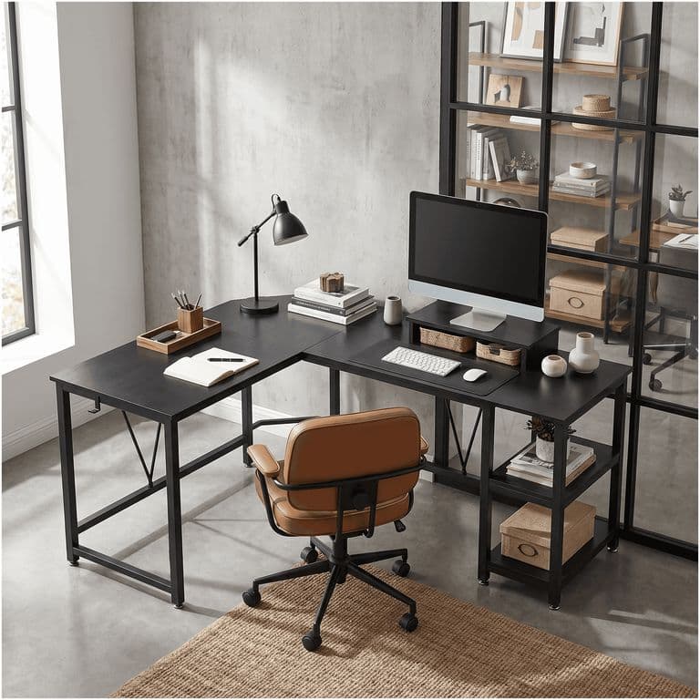 Escritorio Esquinero Metal Oficina 150x48x75cm En Forma L ZJ150-B