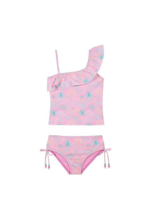 Traje de Bano Nina Tankini UV30+ Un hombro Coral 4