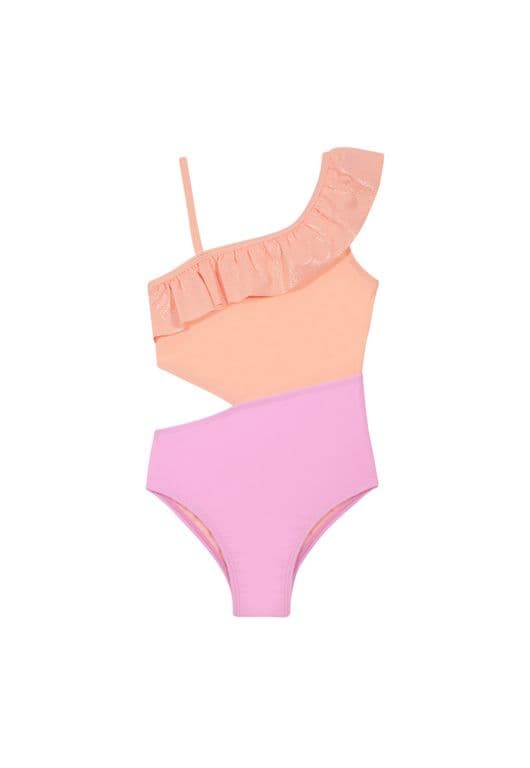Traje de Bano Nina Cut Out Silver UV30+ Coral 4
