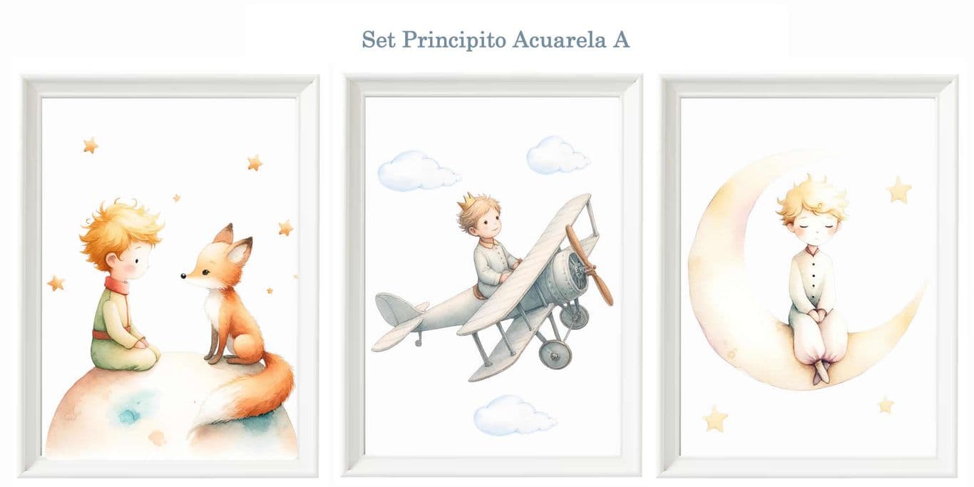 Set Cuadro Infantil Nino - Principito Acuarela A