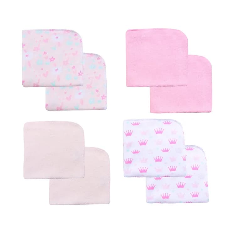 Set 8 Toallitas De Limpieza Rosado Flores Nina