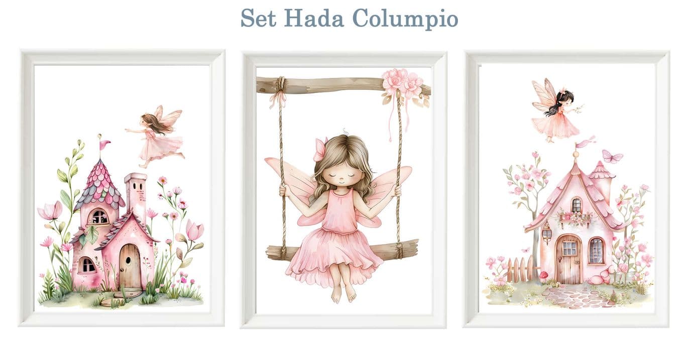 Set Cuadro Infantil nina - Hada Columpio