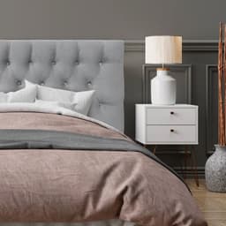 Respaldo de Cama Capitone Premium Felpa Gris Plata - 1 Plaza
