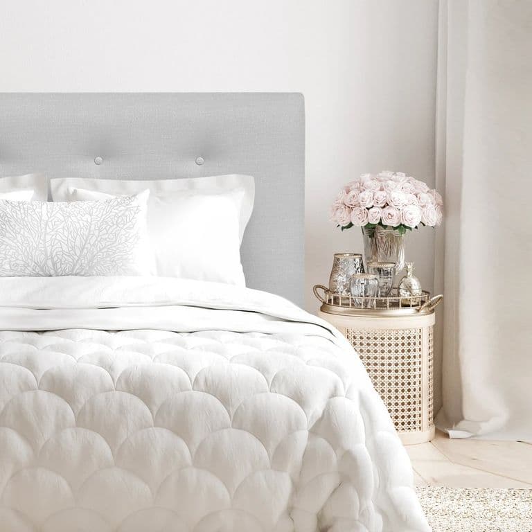 Respaldo de Cama Botone Premium Lino Gris Plata - Queen