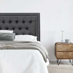 Respaldo de Cama Capitone Frame Tachas Lino Grafito - Super King