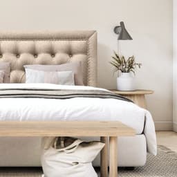 Respaldo de Cama Capitone Frame Tachas Lino Beige - Super King