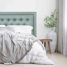Respaldo de Cama Capitone Frame Tachas Lino Verde Jeans - Queen