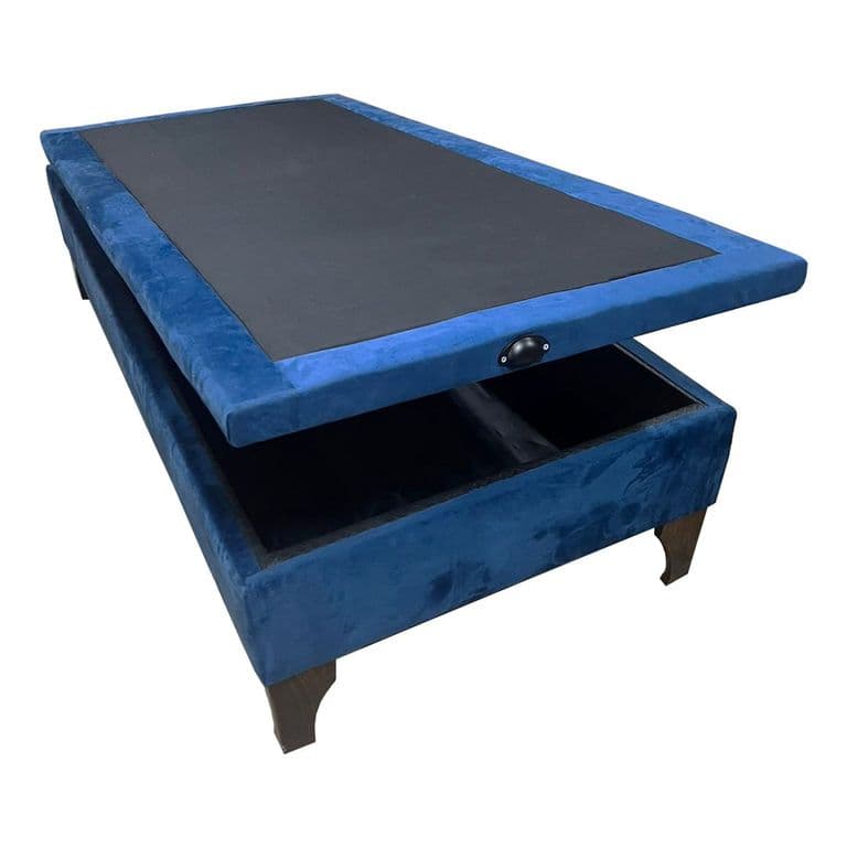 Base Baul HVM 1P Azul Felpa Pmadera.