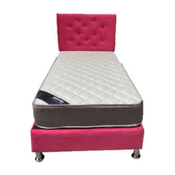 Cama HVM 15P Rosado Felpa Respaldo Pmetal