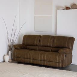 Sofa 3 Cuerpos 3 Reclinables Clasico Castle Cuero Viejo 98023R4S