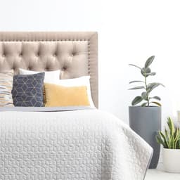 Respaldo de Cama Capitone Frame Tachas Felpa Beige - 1 Plaza