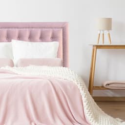 Respaldo de Cama Capitone Frame Tachas Felpa Rosado Claro - 1 Plaza