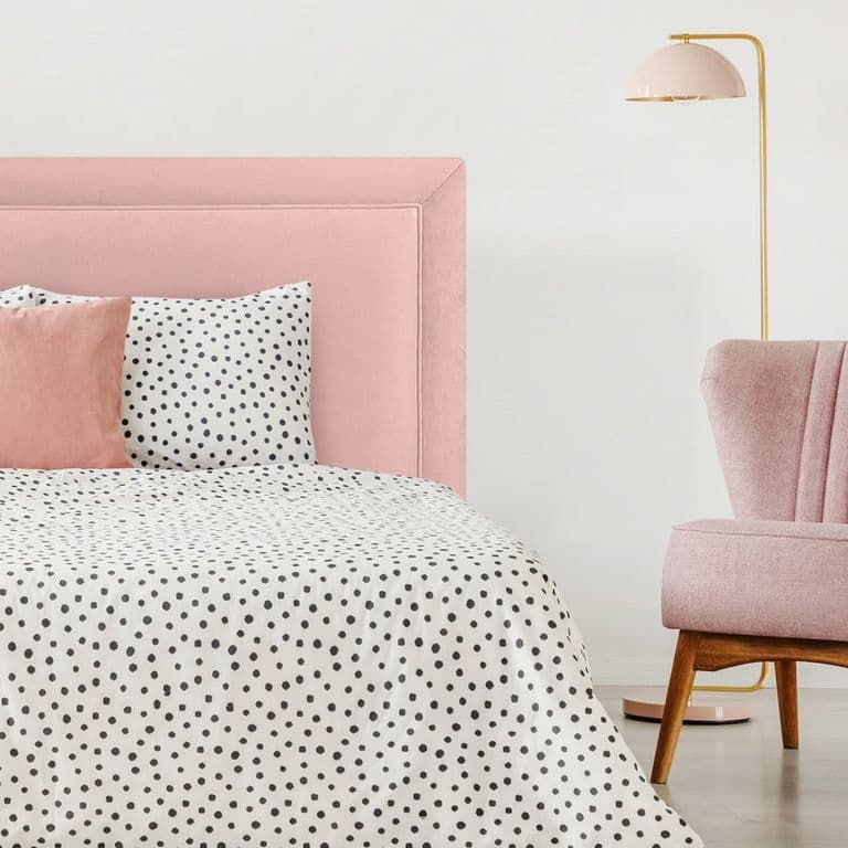 Respaldo de Cama Flat Frame Vivo Felpa Rosado Claro - Super King