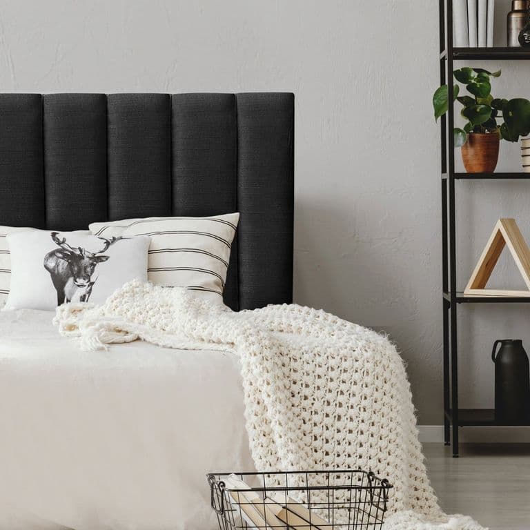 Respaldo de Cama Tubular Vertical Lino Grafito - 1 Plaza