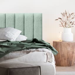 Respaldo de Cama Tubular Vertical Lino Verde Jeans - Super King