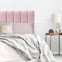 Respaldo de Cama Tubular Vertical Felpa Rosado Claro - King